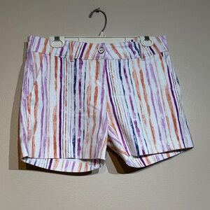 Isaac Mizrahi White and Multicolor Striped Women's Shorts
